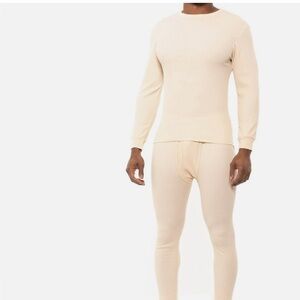 SMITH'S Workwear Men's creme thermal long sleeve shirt top size Large